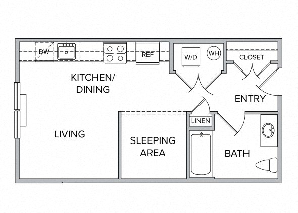 Floor plan for studio, 1 bath, 460 sqft